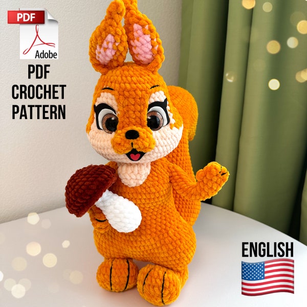 Patrón Ganchillo Ardilla / Ardilla de Peluche Divertida / Diseño Ganchillo PDF Ardilla / Patrón Amigurumi Ardilla