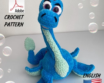 Crochet Pattern Dinosaur Plesiosaur / Funny Plush Dinosaur Plesiosaur / Crochet Design PDF Dinosaur Plesiosaur / Amigurumi Pattern Dinosaur