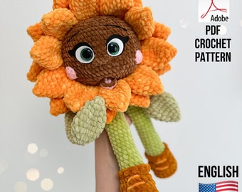 Patrón Crochet Girasol / Girasol de Peluche Divertido / Diseño Crochet PDF Girasol / Patrón Amigurumi Girasol