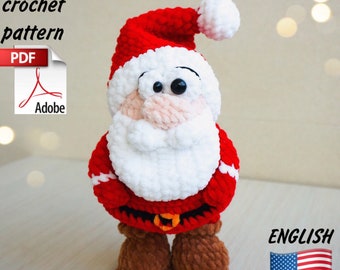 Patrón de Ganchillo Papá Noel/ Papá Noel de Peluche Divertido / Diseño de Ganchillo PDF Papá Noel / Patrón Amigurumi Papá Noel Navideño