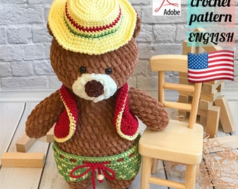 Patrón Ganchillo Oso / Peluches Divertidos / Oso Terciopelo / Oso Diseño Ganchillo / Oso Amigurumi