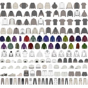 100+ Streetwear Mockups & Fashion Vector Bundle Pack - Fashion Design Tech Pack Template - Procreate PNG Mockup and Fashion Vector Flats