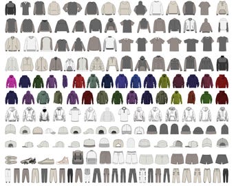 100+ Streetwear Mockups & Fashion Vector Bundle Pack - Fashion Design Tech Pack Template - Procreate PNG Mockup and Fashion Vector Flats