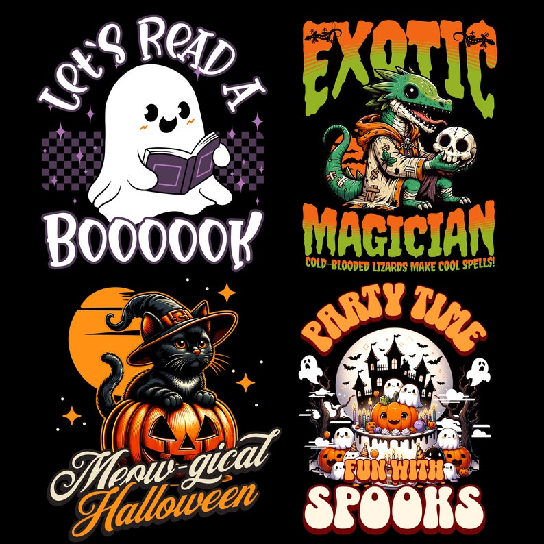 Trending Halloween Tshirt Designs 2024 Spooky Graphic Tees Bundle 50