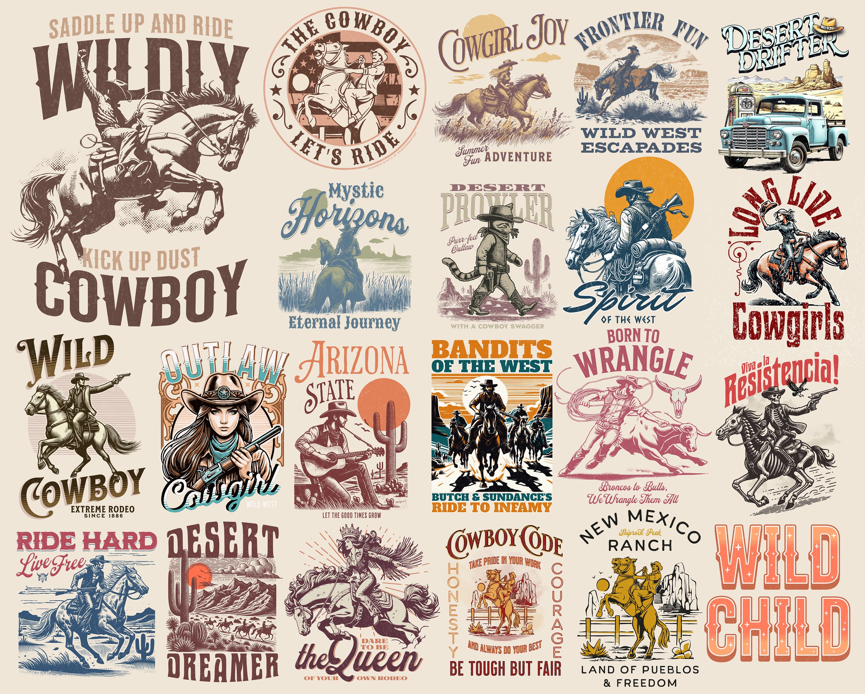Retro Western Bundle PNG, Western Sublimation Bundle, Cowboy Cowgirl png, Country Tshirt Design, Howdy png, Rodeo Png
