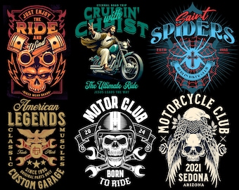 Streetwear Motorcycle Biker PNG Designs, T-Shirt Designs Bundle, Biker Graphic Bundle, Streetwear Motorcycle Club T-Shirts