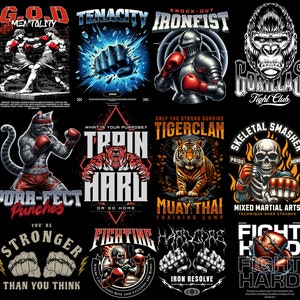 Boxing Trending T-Shirt Design PNG File Bundle, Premium Quality Streetwear Graphics, Special Boxing Designs