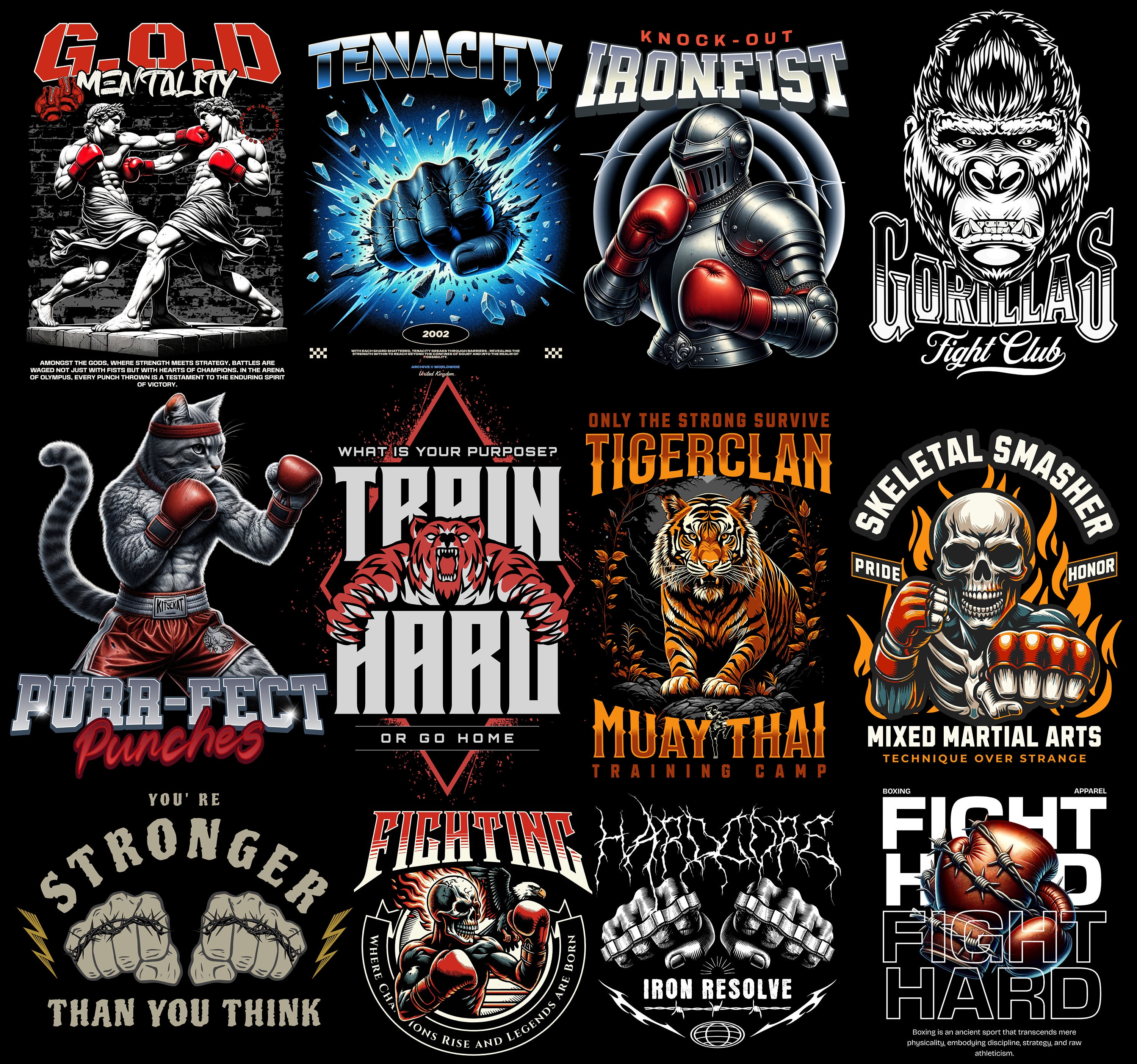 Boxing Trending T-shirt Design PNG File Bundle, Premium Quality ...