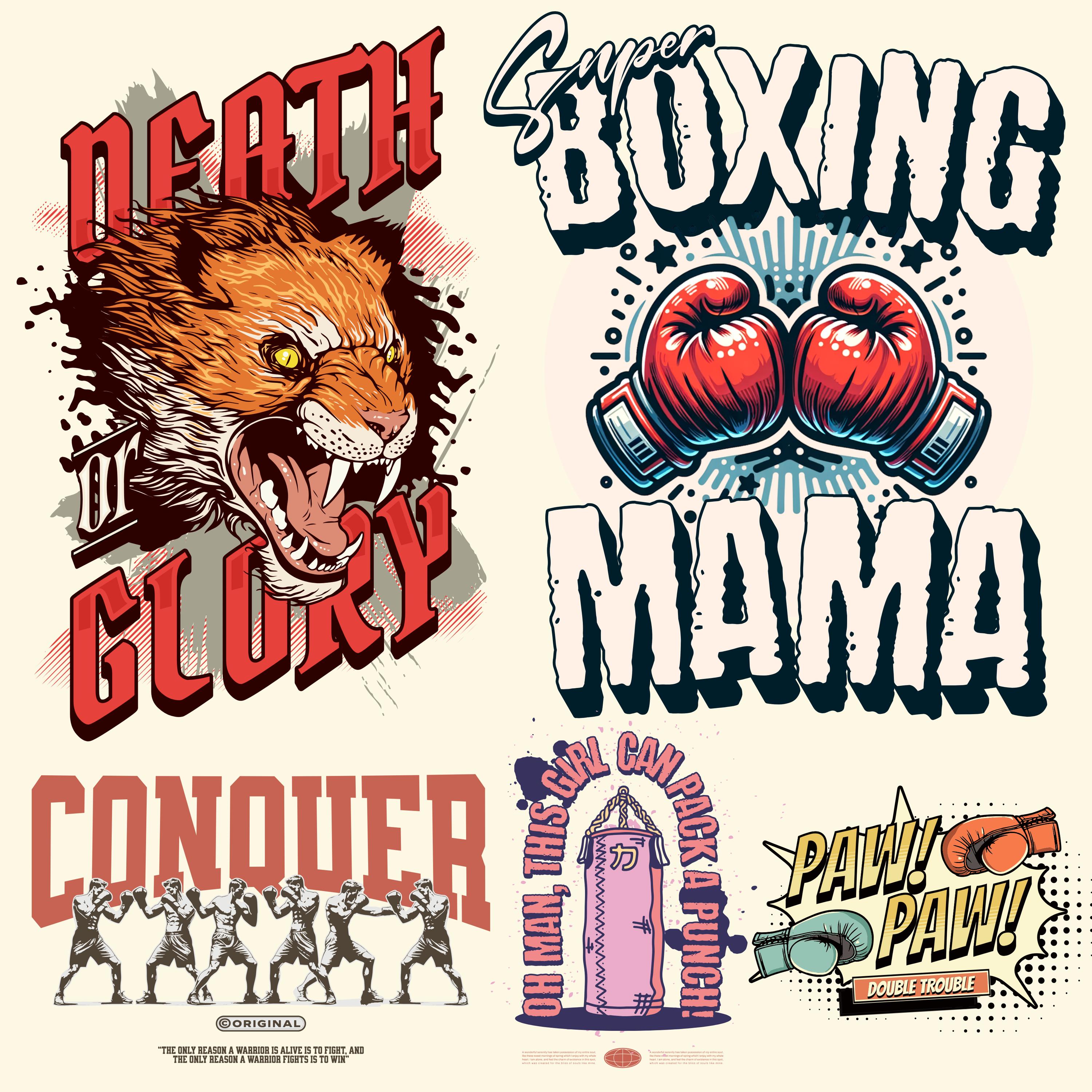Boxing Trending T-shirt Design PNG File Bundle, Premium