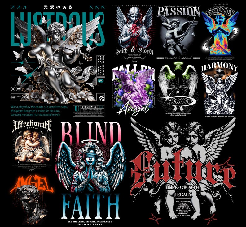 Angel Streetwear PNG-paket | Urbana T-shirtdesigner (digital nedladdning) bild 2