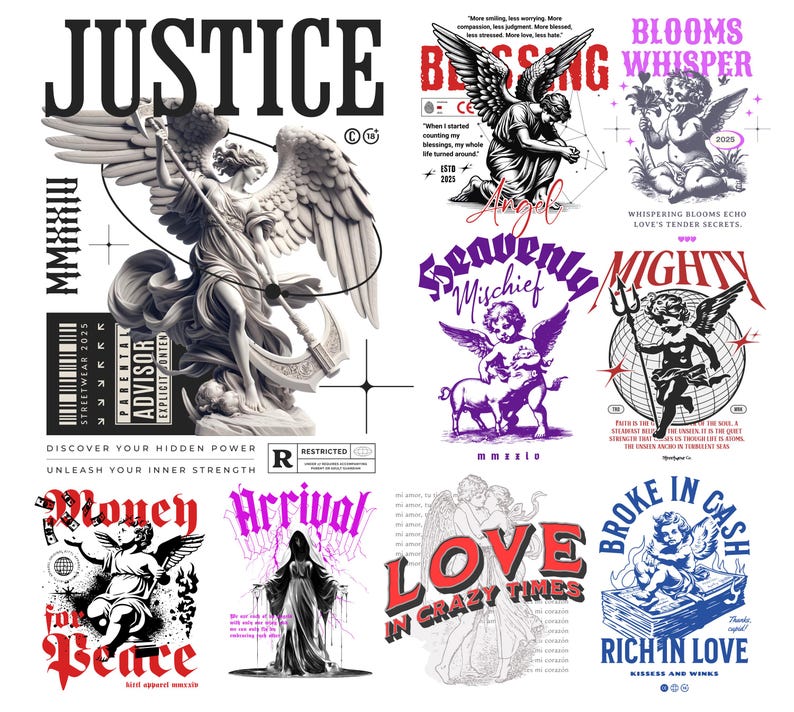 Angel Streetwear PNG-paket | Urbana T-shirtdesigner (digital nedladdning) bild 4