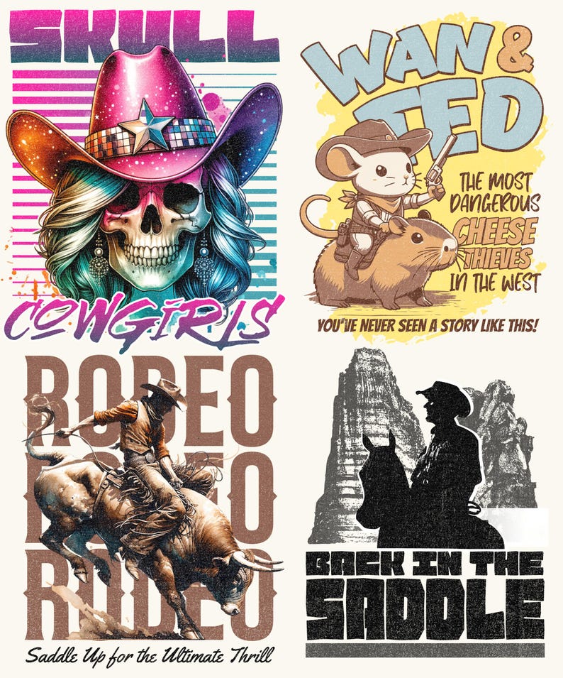 Retro Western-paket PNG, Western Sublimation-paket, Cowboy Cowgirl png, Country T-shirtdesign, Howdy png, Rodeo png bild 4
