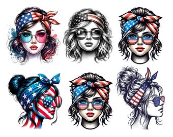 Patriotic Momlife PNG Bundle, USA Flag, 4th of July Clipart (Digital Download)