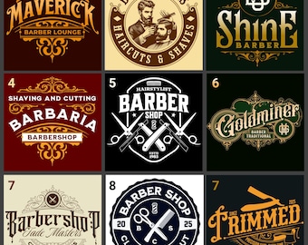 Custom Victorian Barbershop Logo Design | Modern Hair Salon Branding (Digital Download)