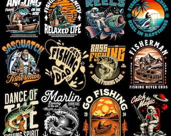 Father's Day Fishing Quotes PNG Bundle | Best Dad Gift (Digital Download)