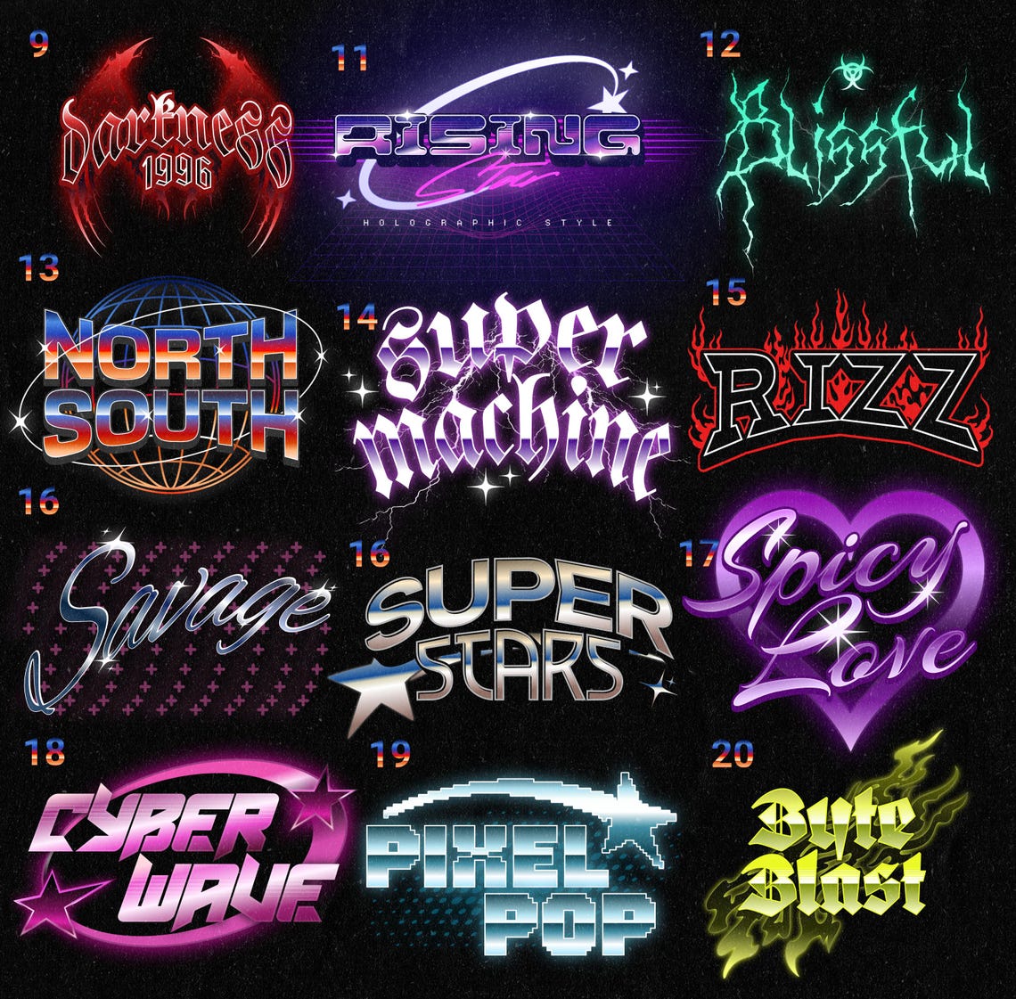 Custom Y2K Logo Design - Personalized Retro Neon Sign, 2000s Style Wall ...