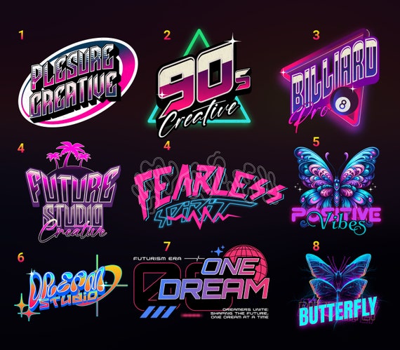 Custom Y2K Logo Design - Personalized Retro Neon Sign, 2000s