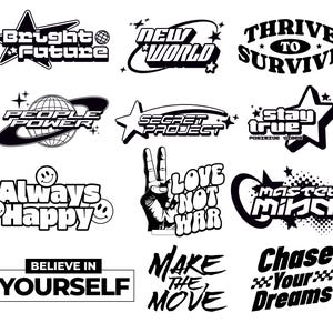 Typography Streetwear Y2K SVG Bundle | Y2K Vintage Style Digital Designs, Perfect for Cricut, Silhouette. Over 25 Retro Aesthetic SVG Files