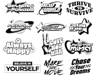 Y2K Streetwear SVG Bundle | Retro Typography Designs (Digital Download)
