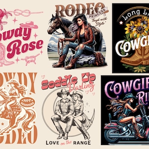 Retro Western-paket PNG, Western Sublimation-paket, Cowboy Cowgirl png, Country T-shirtdesign, Howdy png, Rodeo png bild 8