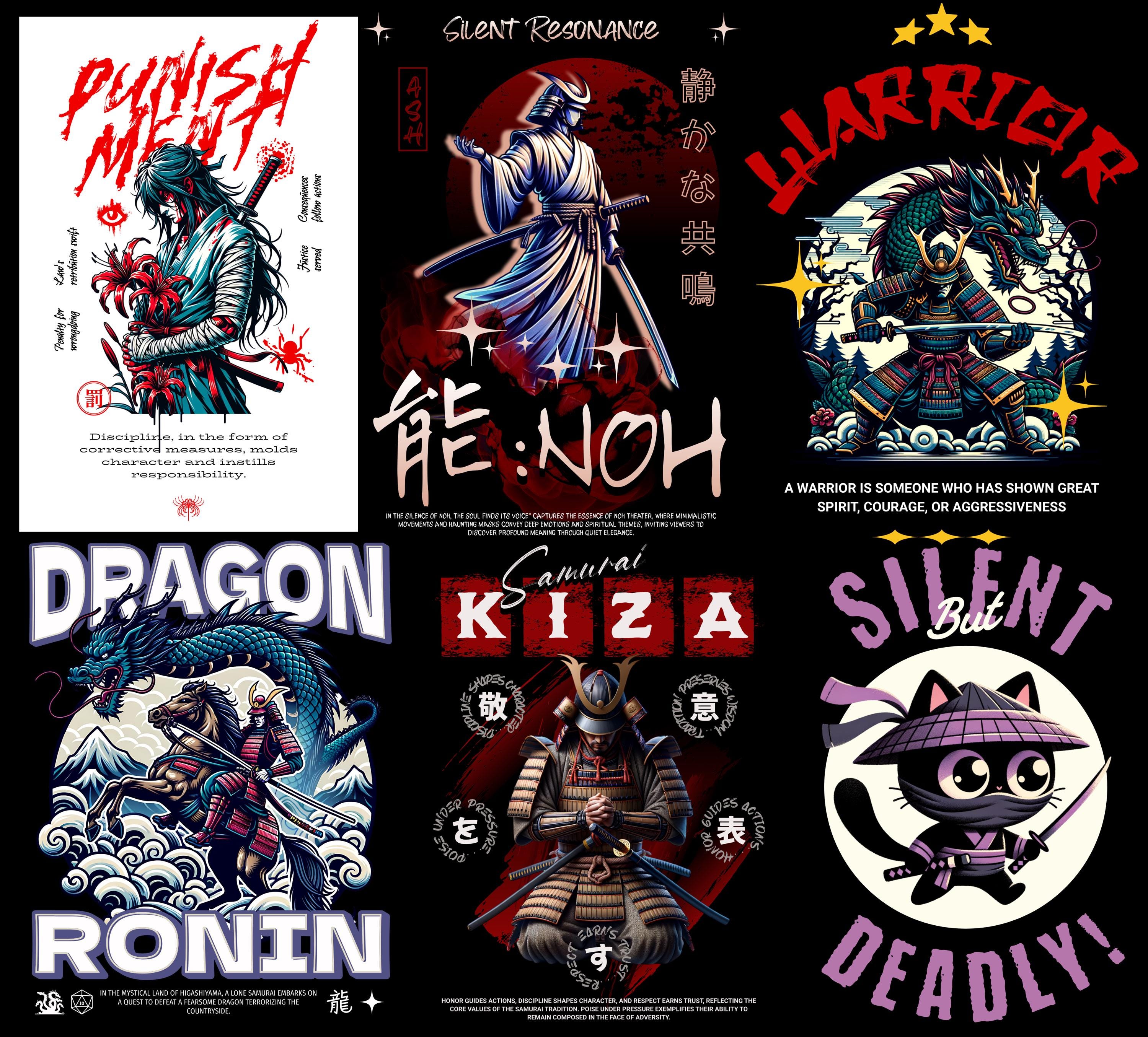 Japanese Design Bundle: Samurai Designs - Streetwear T-shirts - Urban ...