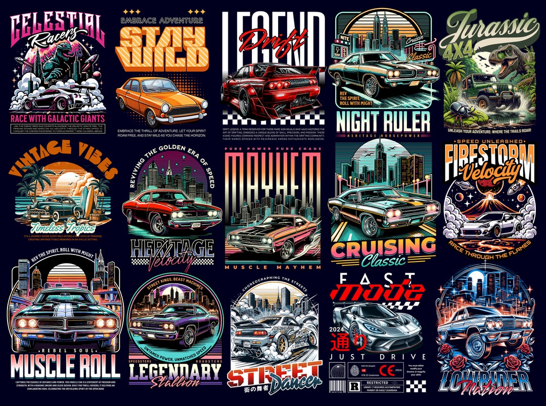 100+ Cars T-shirt Design Bundle JDM PNG Graphics for Car Lovers