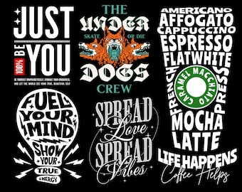 Paket med typografiska designer för gatukläder | Cricut SVG, PNG (digital nedladdning)