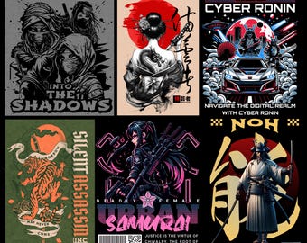 Japanese Design Bundle: Samurai Designs - Streetwear T-Shirts - Urban Fashion - Unique Graphic Art