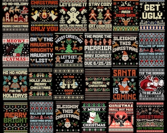 100+ Christmas Ugly Sweater PNG Bundle | Holiday Graphics DIY Projects