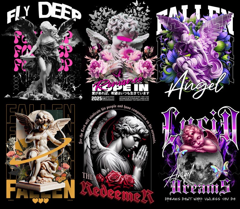 Angel Streetwear PNG-paket | Urbana T-shirtdesigner (digital nedladdning) bild 1