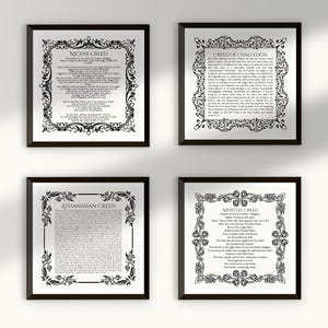 Creeds of the Christian Faith Digital Download Posters | Nicene, Athanasian, Chalcedon, and Apostles&#39; Creeds & Confessions | 12” x 12”