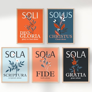 Set of 5 Five Solas Printable Posters | Sola Fide, Gratia &amp; Scriptura ...