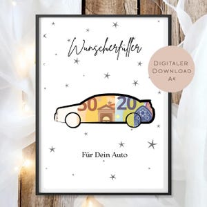 Digital cash gift car driving license 18th birthday give money gift voucher birthday gift wish fulfiller download A4