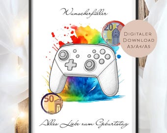 Cash gift controller joystick l Birthday money gift l Gamer gift gamer l Voucher birthday gift wish fulfiller PDF