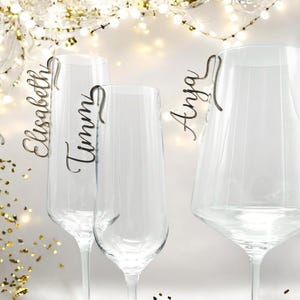 Glasmarkierer Hochzeit Platzkarte Name Anhänger Glas personalisiert Tischkarte Namensschild Weinglas Sektglas personalisiert Tischdeko Taufe