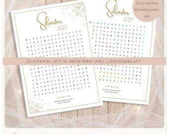 Printable New Year's Eve Scavenger Hunt Template | New Year's Eve Oracle Gift for Parties | New Year's Party Favors | Printable PDF Template