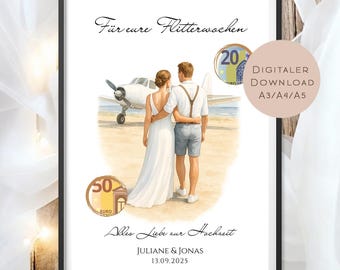 Wedding money gift for honeymoon | Travel fund voucher | Personalized gift for bride and groom | Wedding gift PDF