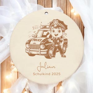 Anhänger Schulkind 2026 l Holz Schultütenanhänger Name personalisiert l Einschulung Geschenke Schultüte Zuckertüte l Schulanfang Einschulung Polizei