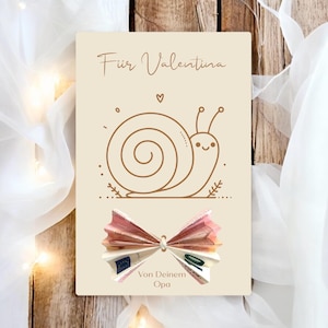 Geburtstag Geldgeschenk Schnecke Tiere Kinder Babyparty Taufe Geburt Geld schenken Geschenk Name personalisiert Geburtstagsgeschenk
