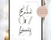 Hochzeit Poster Name Datum | Hochzeitsgeschenk Name personalisiert | Brautpaar Geldgeschenk Hochzeit Geschenk | Richtfest Geld schenken PDF