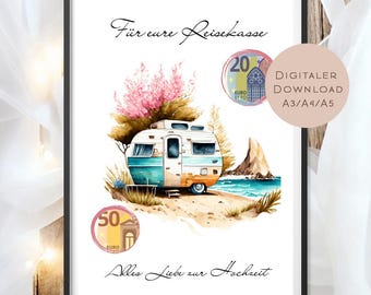 Wedding Money Gift for Campers | Travel Fund Voucher | Printable Gift for the Bride and Groom | Wedding Gift PDF