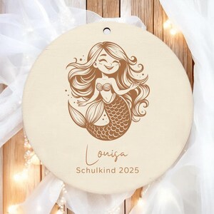Anhänger Schulkind 2026 l Holz Schultütenanhänger Name personalisiert l Einschulung Geschenke Schultüte Zuckertüte l Schulanfang Einschulung Meerjungfrau