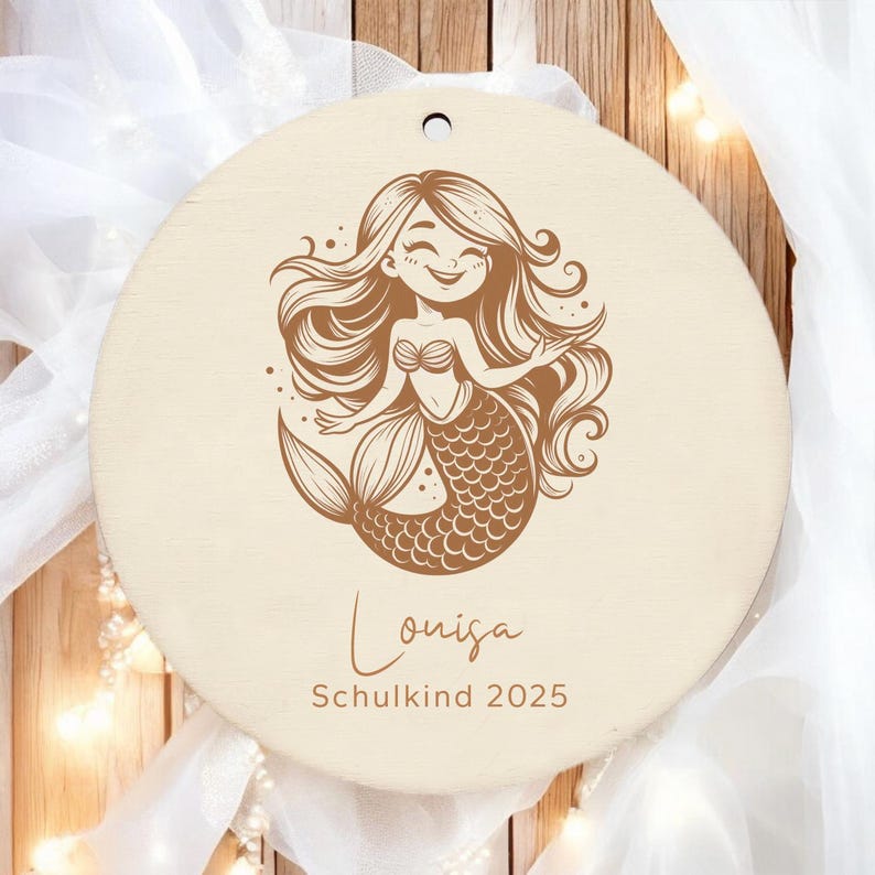 Anhänger Schulkind 2026 l Holz Schultütenanhänger Name personalisiert l Einschulung Geschenke Schultüte Zuckertüte l Schulanfang Einschulung Meerjungfrau