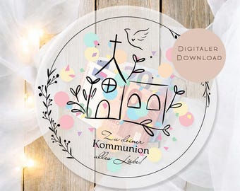 Tarjeta imprimible para Primera Comunión | Regalo de dinero o certificado de regalo | Tarjeta de iglesia con paloma para regalar dinero (descarga en PDF)