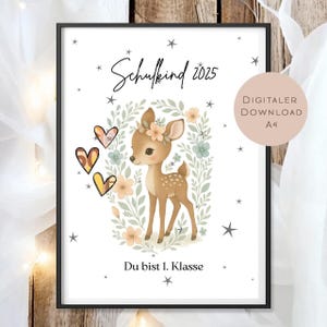 School enrollment gift download l Cash gift for schoolchild l Money for school start first grade l Voucher deer l Gift idea for schoolchild school start