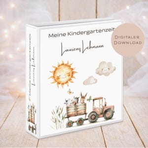Druckvorlage Kindergarten Ordner Krippe Traktor Name personalisiert | Kita Sammelmappe I Ringordner Kindergartenzeit Ausdrucken Download