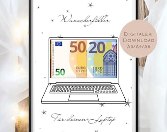 Birthday gift of money: laptop | Give money as a computer gift | Gamer gift certificate, birthday present voucher, notebook gift card (PDF)
