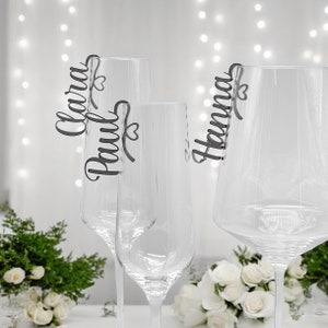 Glasmarkierer Hochzeit Platzkarte Name Anhänger Glas personalisiert Tischkarte Namensschild Weinglas Sektglas personalisiert Tischdeko Taufe