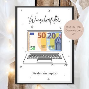 Digital Birthday Cash Gift Laptop PC Computer Gamer Give Money Gift Voucher Birthday Gift Wish Fulfiller download A4
