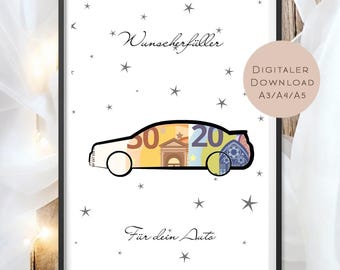 Birthday money gift for a car | 18th birthday money gift | Driving license birthday present | Gift certificate wish fulfiller PDF